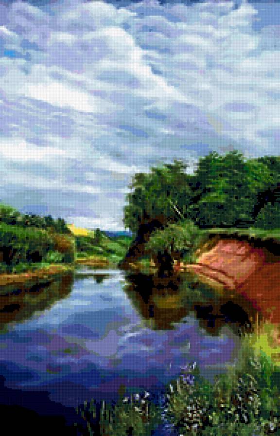 №251070 - лето, природа, река, пейзаж - предпросмотр