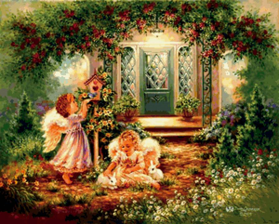 №251083 - ангелы, цветы, дети - предпросмотр