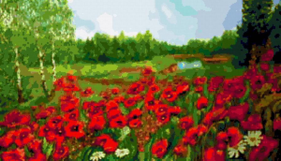 №251201 - пейзаж, цветы, маки, природа - предпросмотр