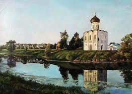 №251223 - пейзаж, природа, церковь, река - оригинал