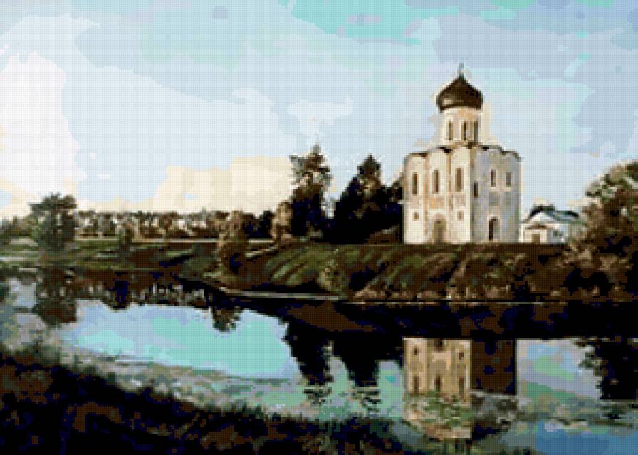 №251223 - пейзаж, церковь, река, природа - предпросмотр