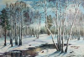 №251234 - лес, пейзаж, зима, березы, река, природа - оригинал