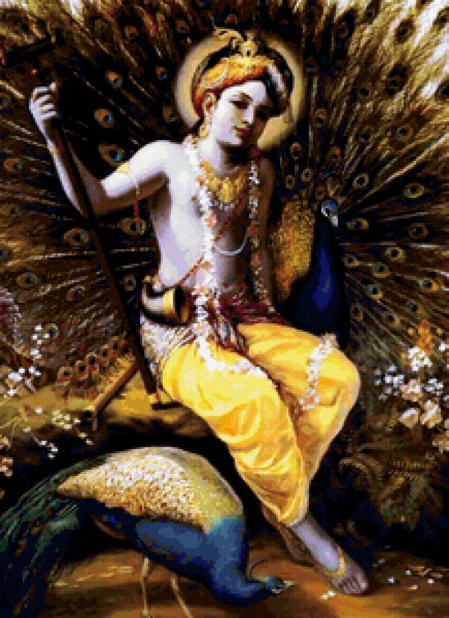 КРИШНА - боги, павлин, индия, сад, отдых - предпросмотр
