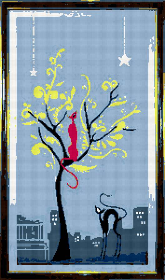 Свидание - кошка, свидание, кот, любовь, ночь - предпросмотр