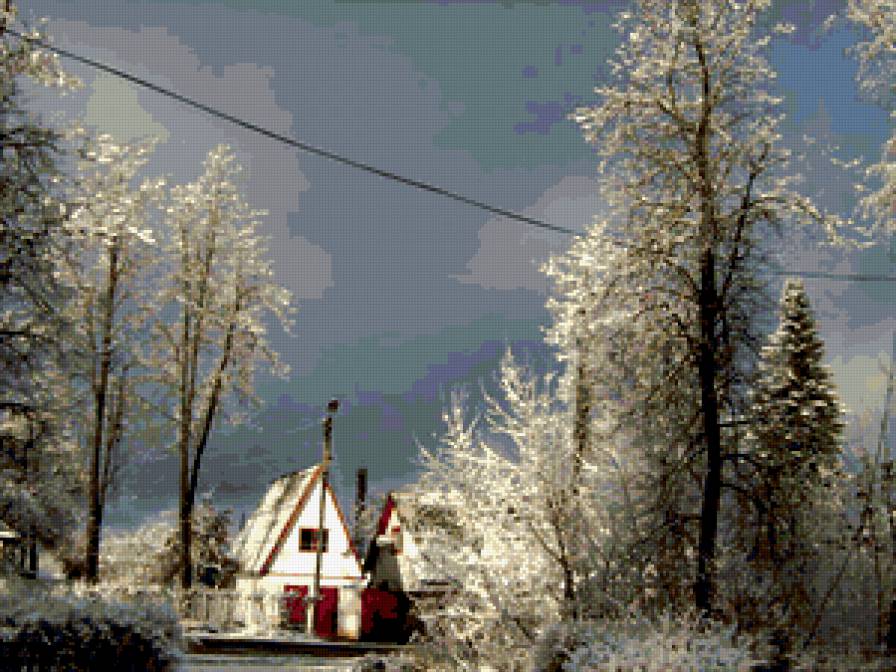 Домик зимний - домик, зима, снег - предпросмотр