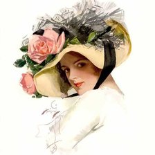 Оригинал схемы вышивки «Девушка в шляпе» (№251894)
