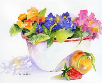 акварель - фрукты, цветы - оригинал