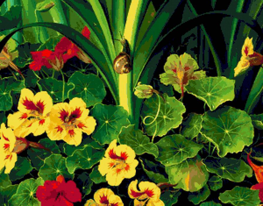 №251993 - улитка, картина, цветы - предпросмотр