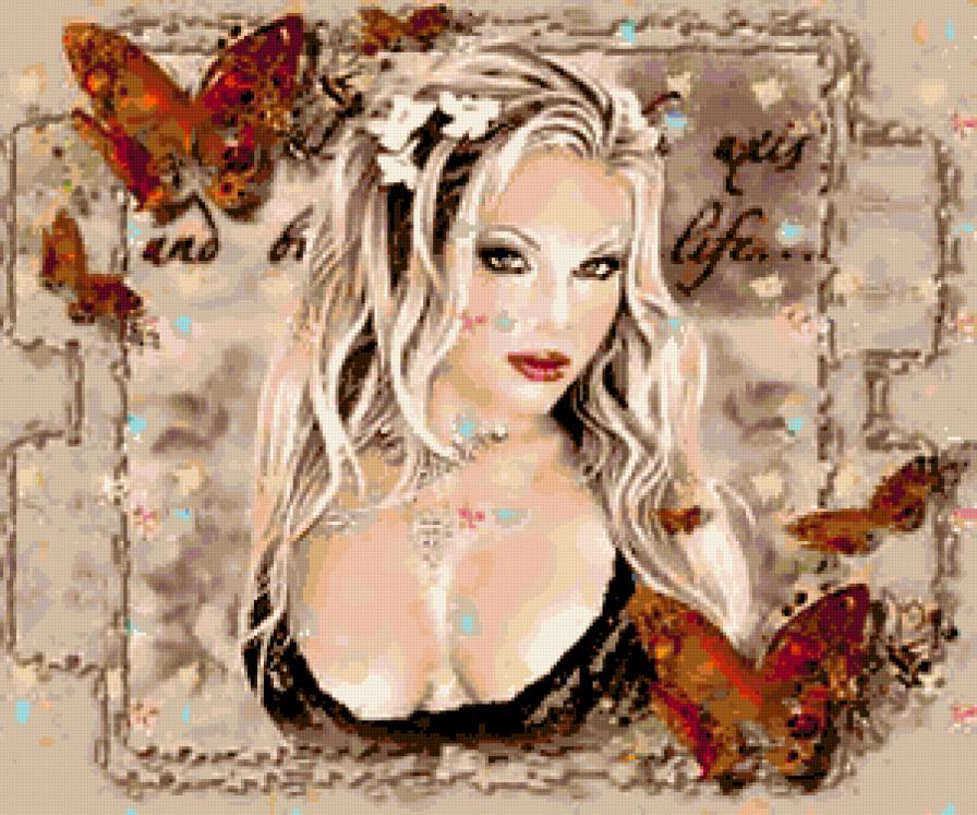 №252272 - бабочки, девушка, портрет - предпросмотр