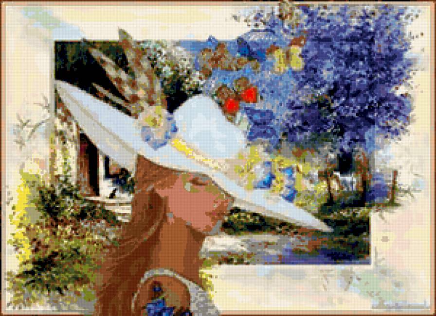 №252345 - бабочки, девушка, цветы - предпросмотр