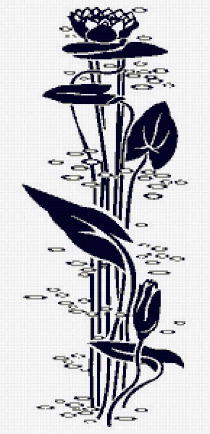 Водяная лилия - монохром, цветы, лилия - предпросмотр