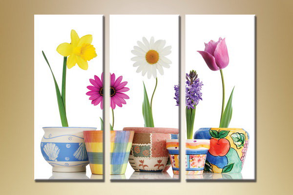 Триптих - триптих, тюльпан, ромашка, цветы - оригинал