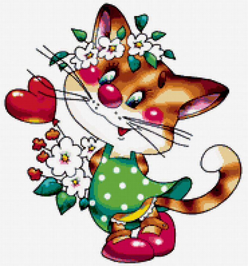 кошечка - валентинка, детская, мультяшки, животные, кошка, любовь, детям, мультик - предпросмотр