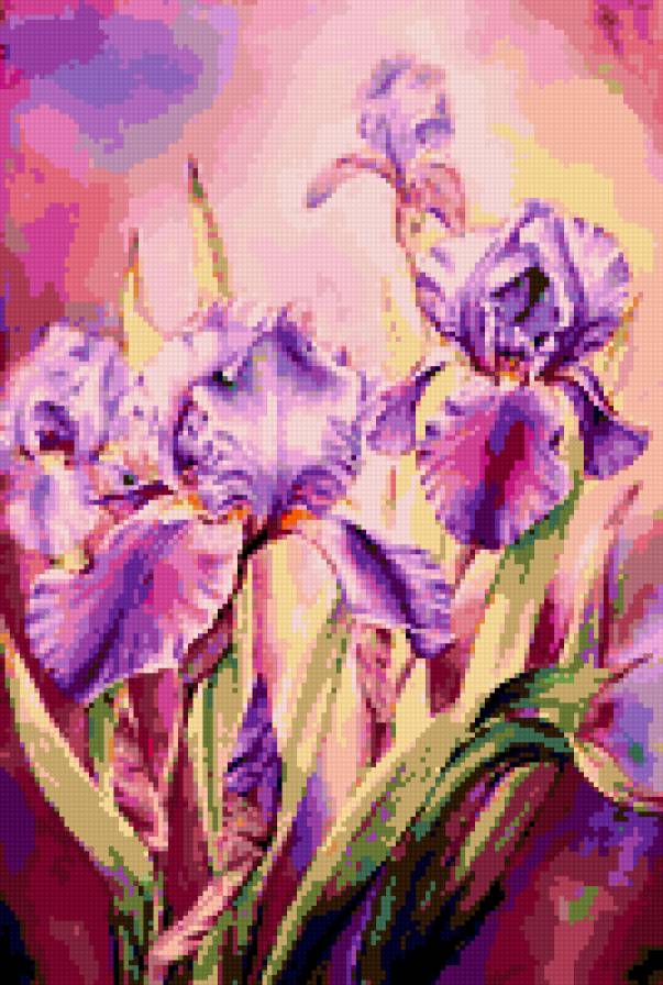 ирисы - цветы ирисы картина - предпросмотр