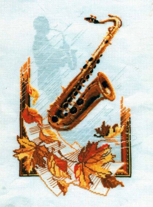 Саксофон и клиновые листья - музыкальные инструменты, клен - оригинал