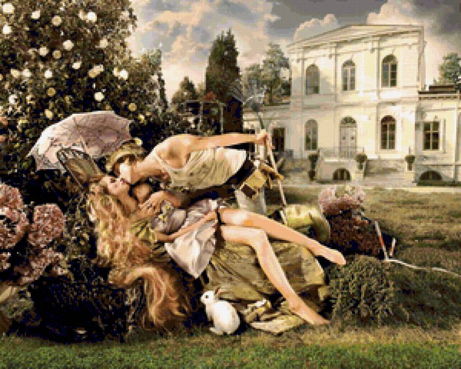 однажды в саду - цветы, девушка, сад - предпросмотр