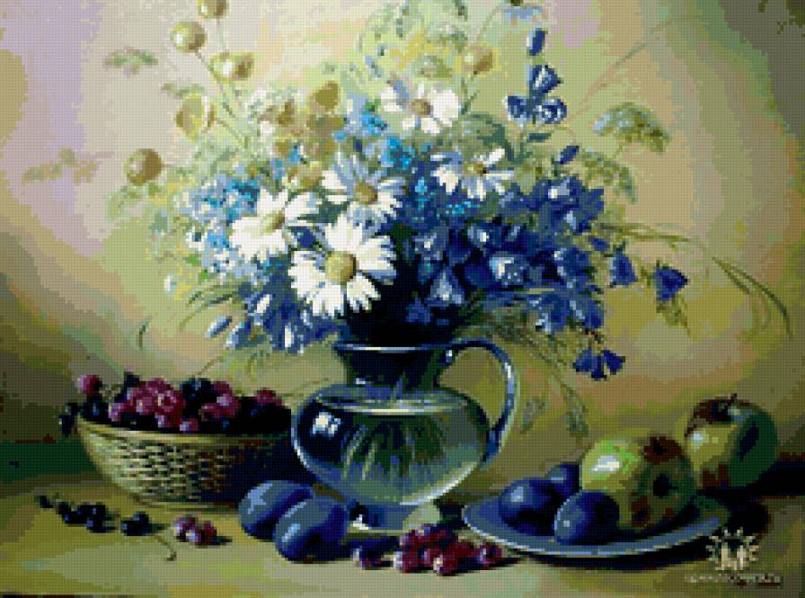 натюрморт - натюрморт, полевые цветы - предпросмотр