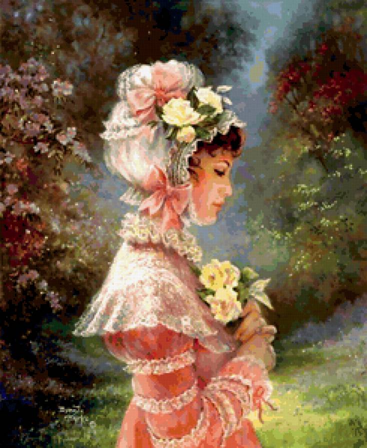 ВОСПОМИНАНИЕ - неизвестная, цветы, шляпа, сад, женщина, отдых, незнакомая - предпросмотр