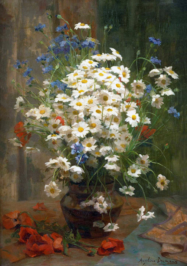 Букет с ромашками - букет, лето, картина, ромашки, цветы - оригинал