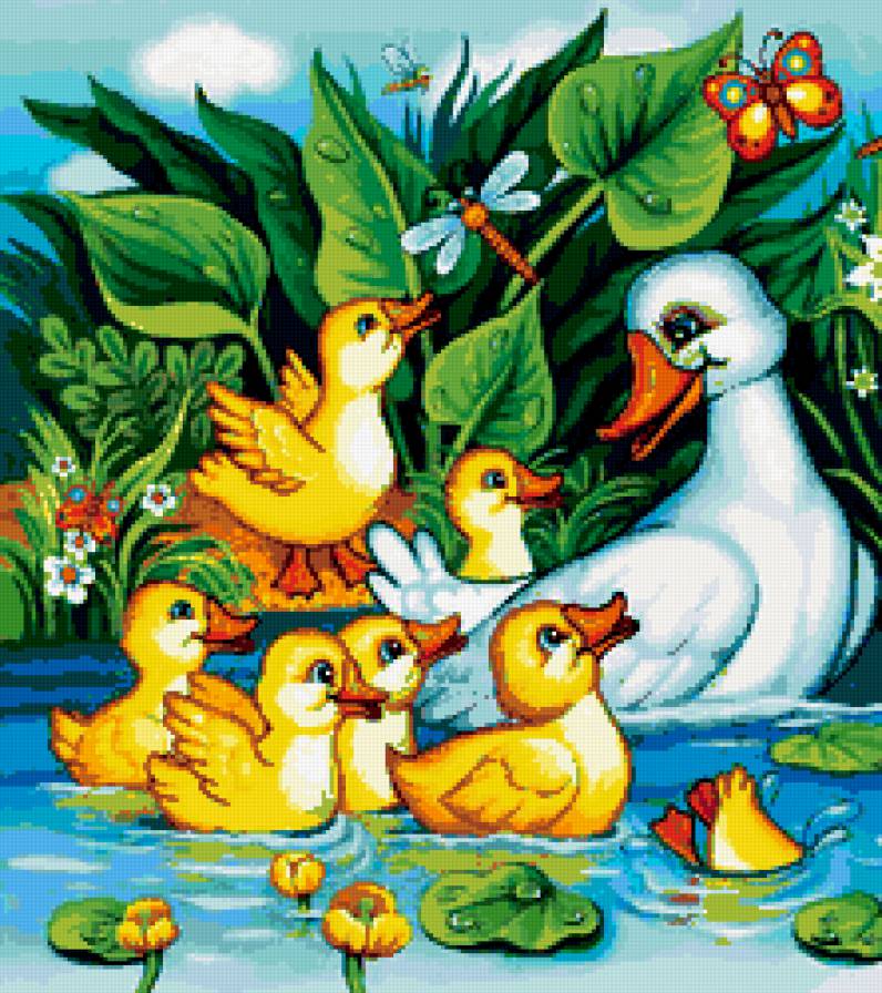 уточка - сказка, пруд, детям, утенок, утка, детская, утята - предпросмотр