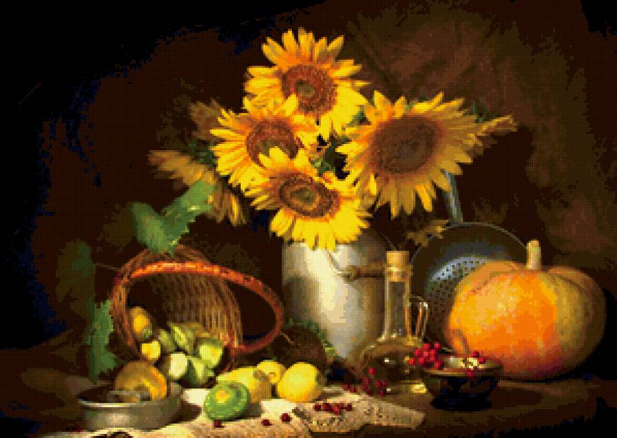 натюрморт - цветы. посуда, кухня - предпросмотр