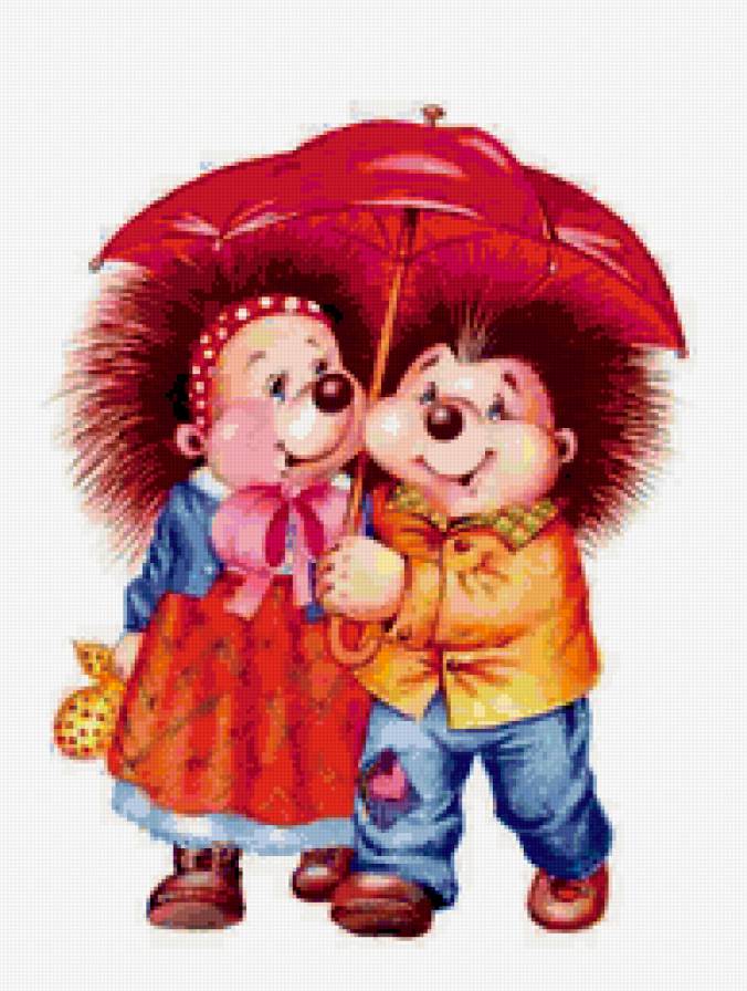 ежи под зонтом - предпросмотр