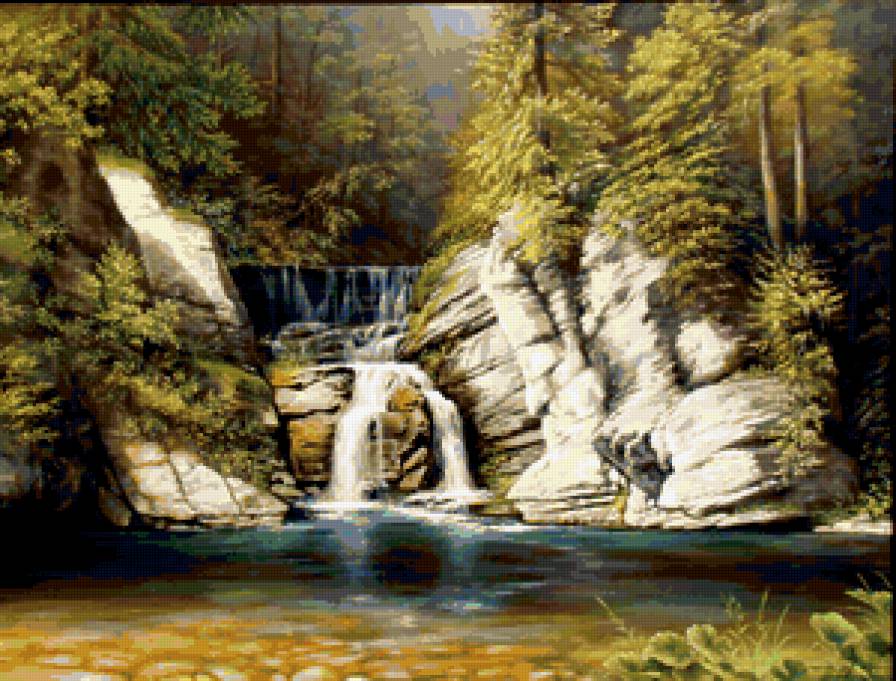 Водопад в лесу - водопад, лес - предпросмотр