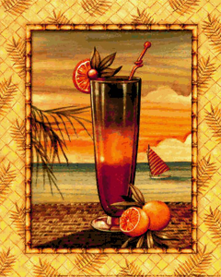 коктейль - картина, лето, коктейль, живопись, бокал - предпросмотр