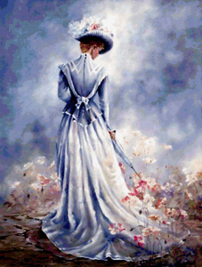 Леди в голубом - девушка, пейзаж - предпросмотр