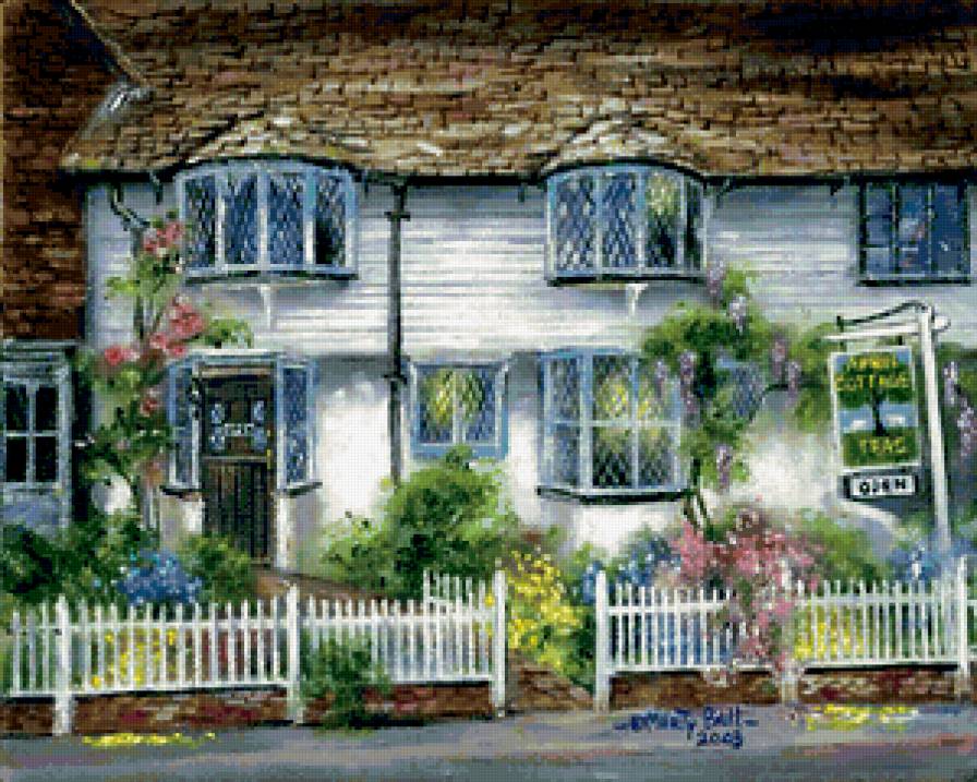 Серия "Пейзажи" - пейзаж, домик, цветы - предпросмотр