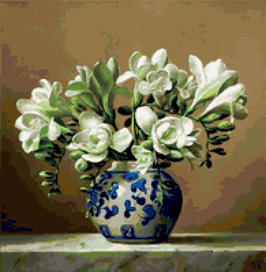 букет фрезий - цветы букет ваза фрезии натюрморт - предпросмотр