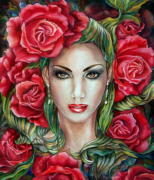 Нежный образ - девушка, цветы, портрет, красота, розы, образ, незнакомка - оригинал