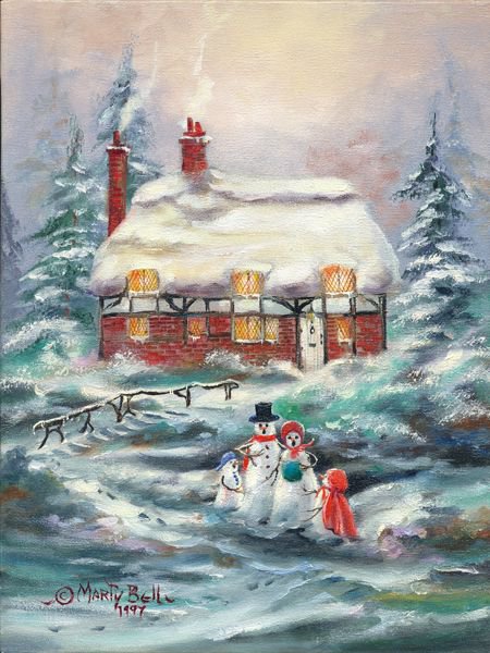 Серия "Пейзажи" - пейзаж, зима, домик - оригинал