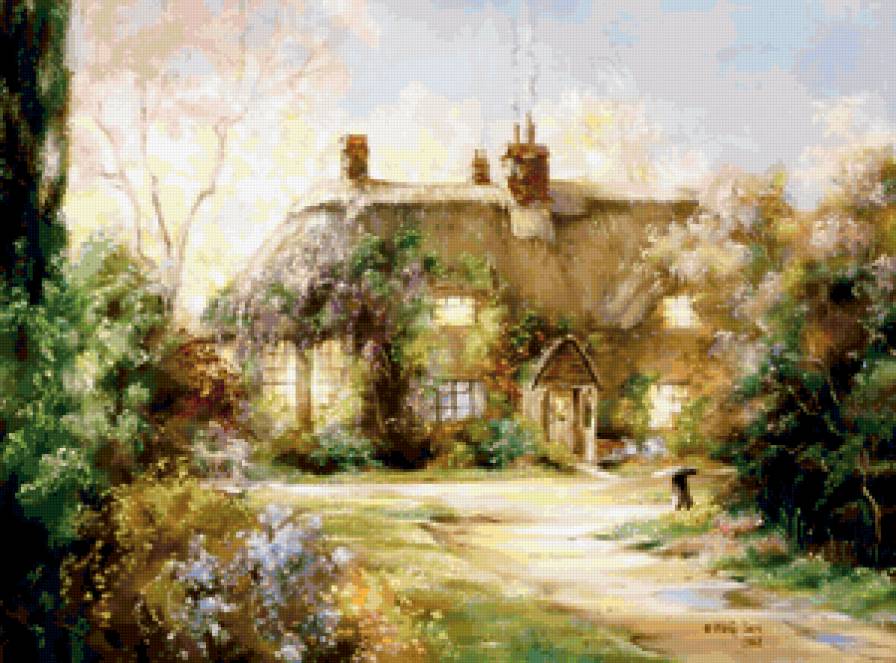 Серия "Пейзажи" - пейзаж, цветы, домик, лето, дорога - предпросмотр