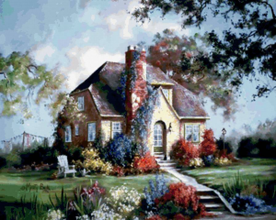 Серия "Пейзажи" - пейзаж, цветы, домик, дорога, лето - предпросмотр