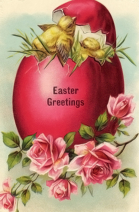 Пасха - розы, цыплята, пасха, цветы - оригинал