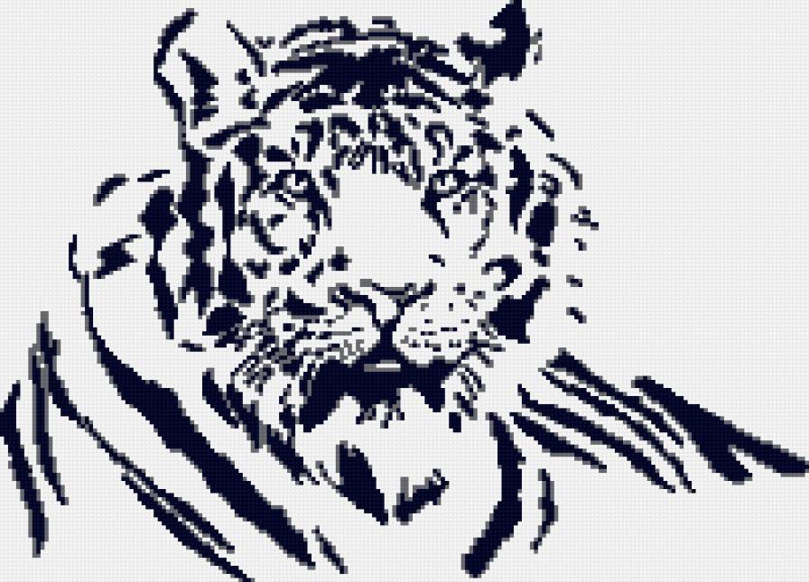 Тигр - черно-белая, тигр, животные - предпросмотр