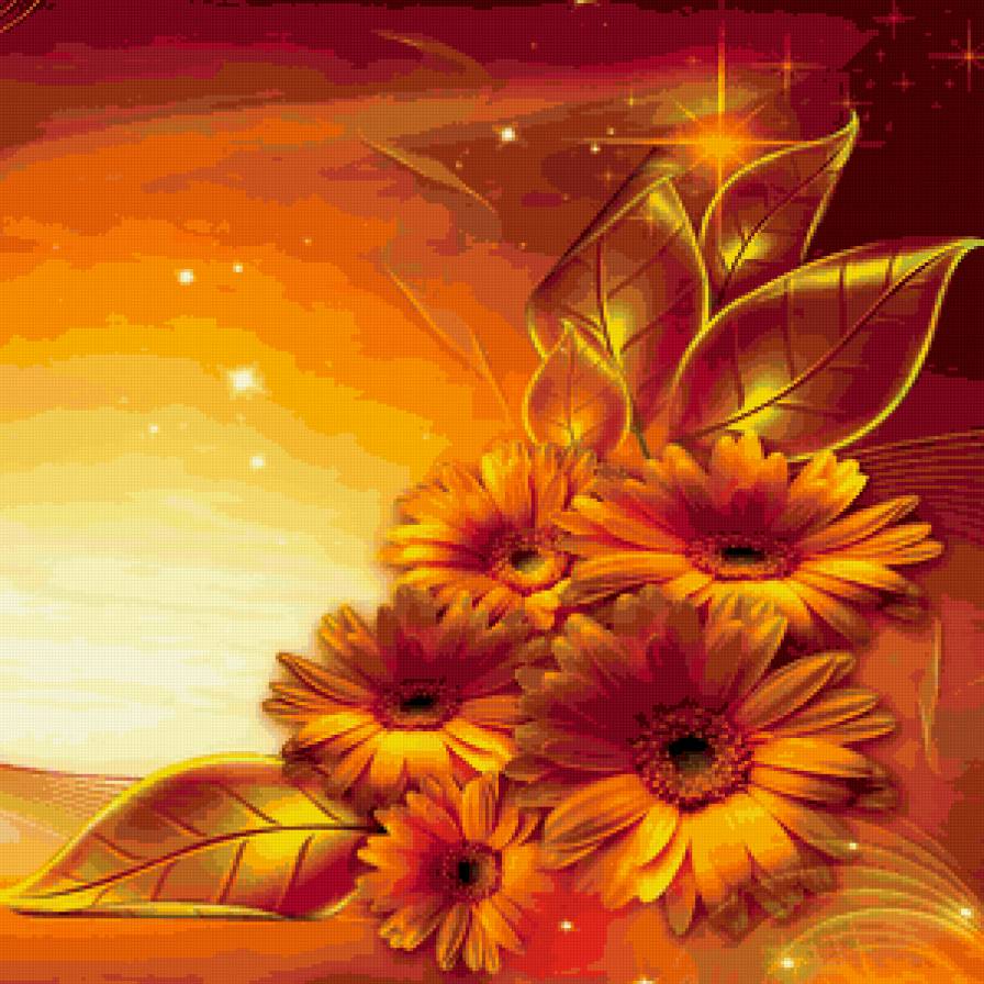 Подушка "Золотые ромашки" - цветы, ромашки, подушка - предпросмотр