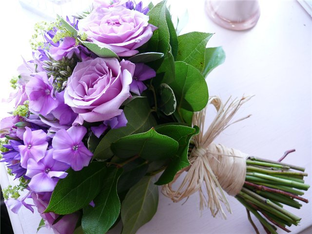 фиолетовый букет - розы, букет, цветы, флоксы - оригинал