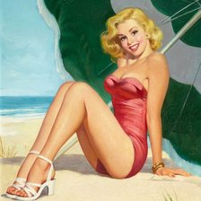 Оригинал схемы вышивки «Красавица на пляже» (№256458)