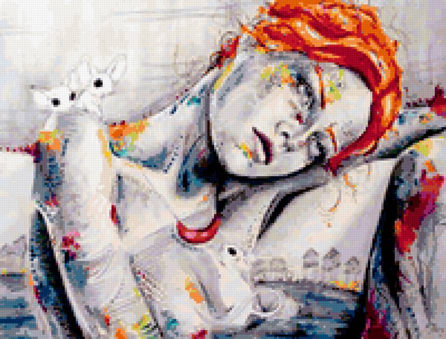 шикарный арт - цветы, арт, девушка - предпросмотр