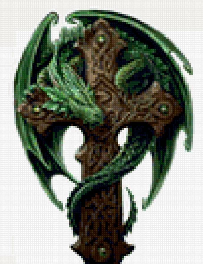 Кельтский дракон (2) - крест, дракон - предпросмотр