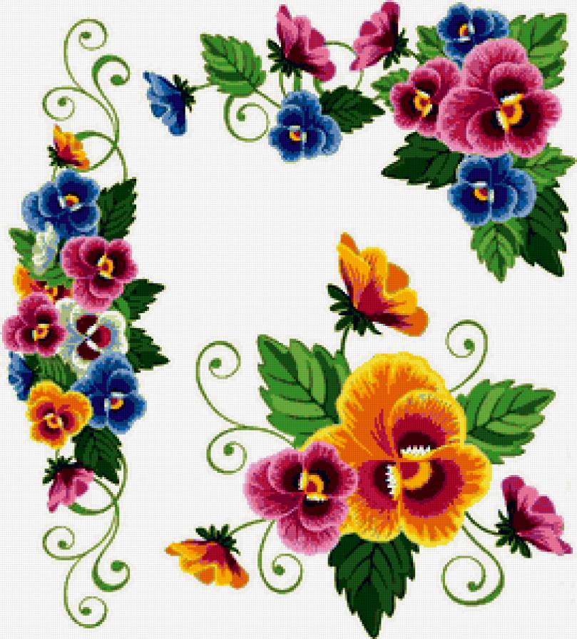 Подушка "Анютки" - цветы, анютины глазки - предпросмотр