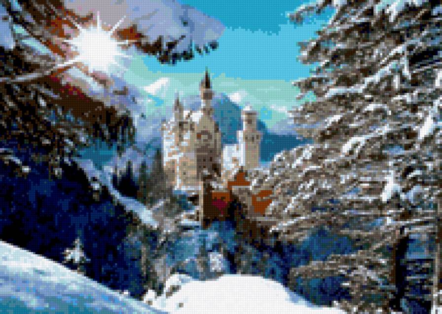 замок - картина природа пейзаж замок зима - предпросмотр