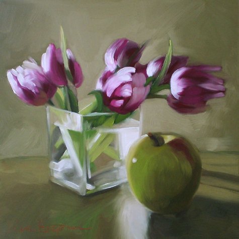 тюльпаны - натюриорт картина цветы ваза тюльпаны - оригинал