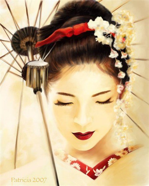 Девушка с зонтиком - девушка, япония, японские мотивы - оригинал