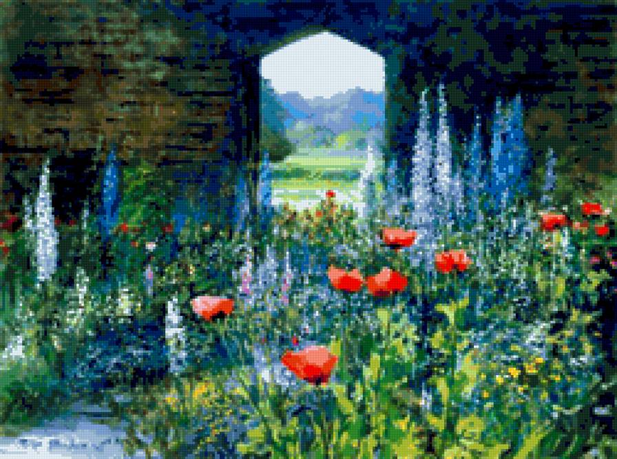 Open Door-Summer Garden 1995. - маки, живопис - предпросмотр