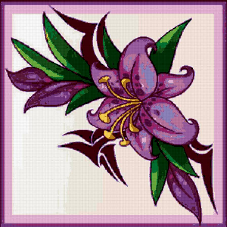 Подушка "Сиреневая лилия" - цветы, лилии - предпросмотр