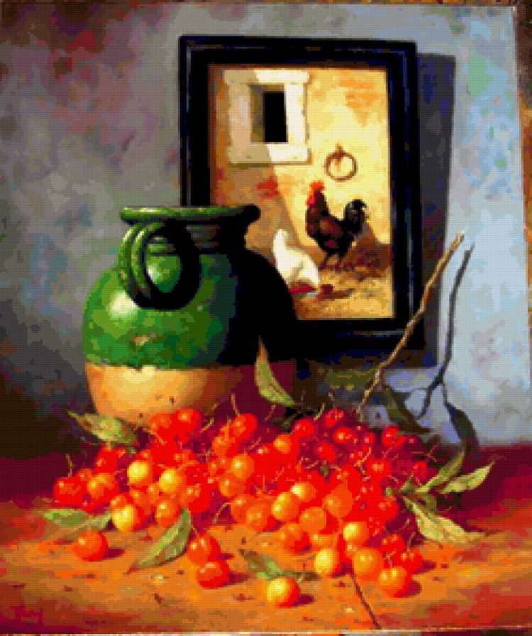 Натюрморт с черешней - ягоды, натюрморт, черешня - предпросмотр