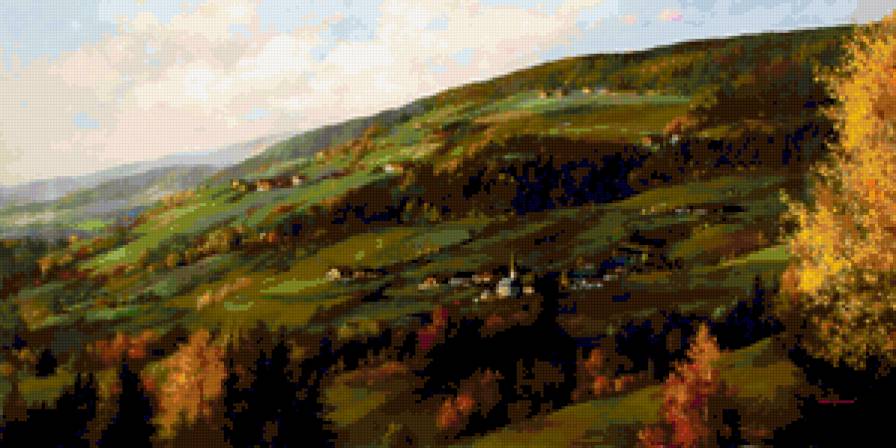 деревушка в горах - природа, пейзаж, деревня - предпросмотр